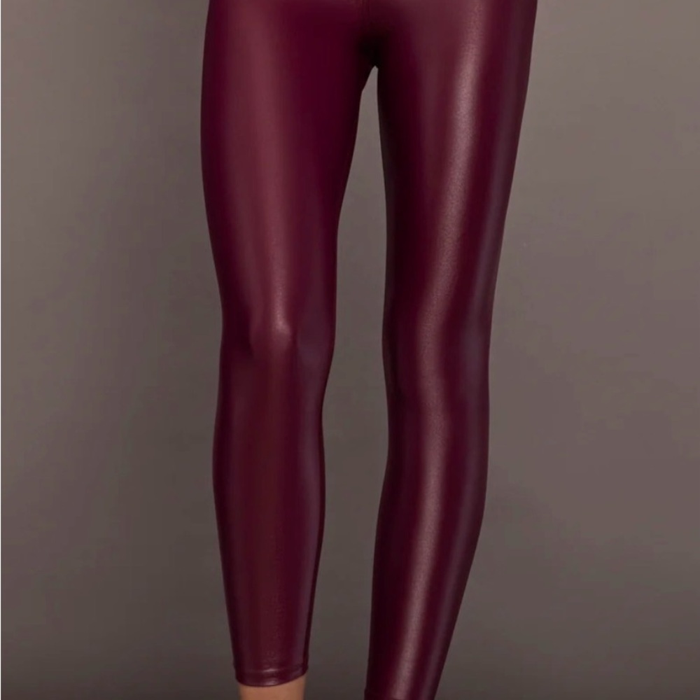 Carbon38 High Rise Takara Shine Glossy Liquid Leggings Wine Burgundy M